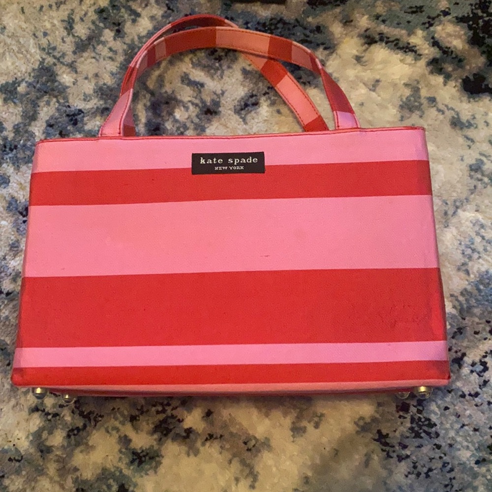 Kate Spade Iconic Structure Mini Purse in Bright Pink Stripes